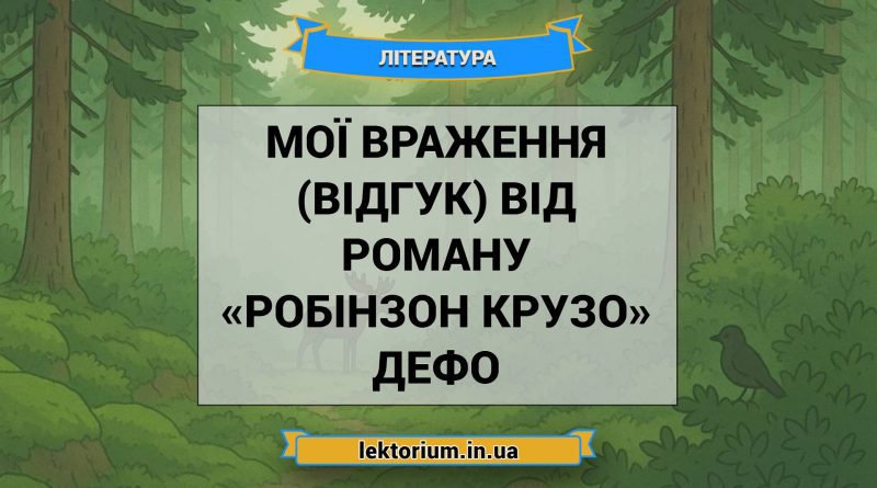 Мої враження (відгук) від роману «Робінзон Крузо» Дефо