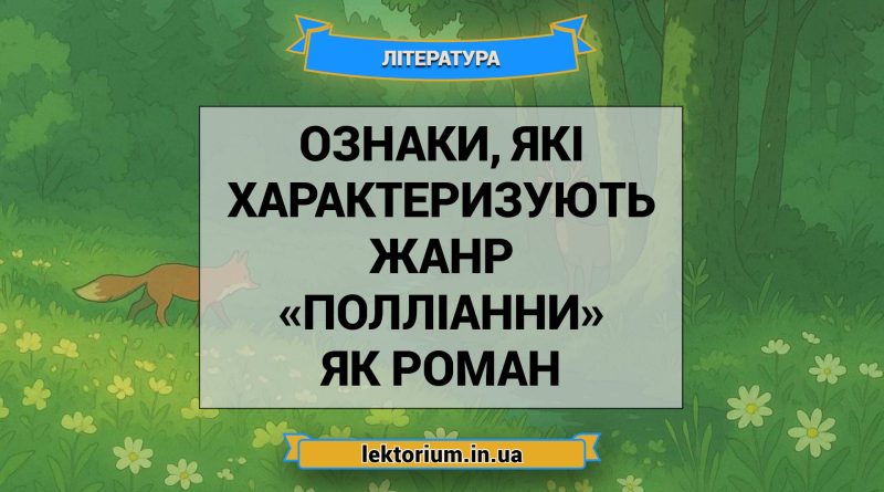 Ознаки, які характеризують жанр «Полліанни» як роман