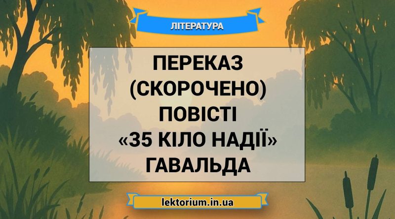 Переказ (скорочено) повісті «35 кіло надії» Гавальда