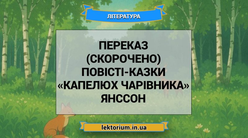 Переказ (скорочено) повісті-казки «Капелюх Чарівника» Янссон