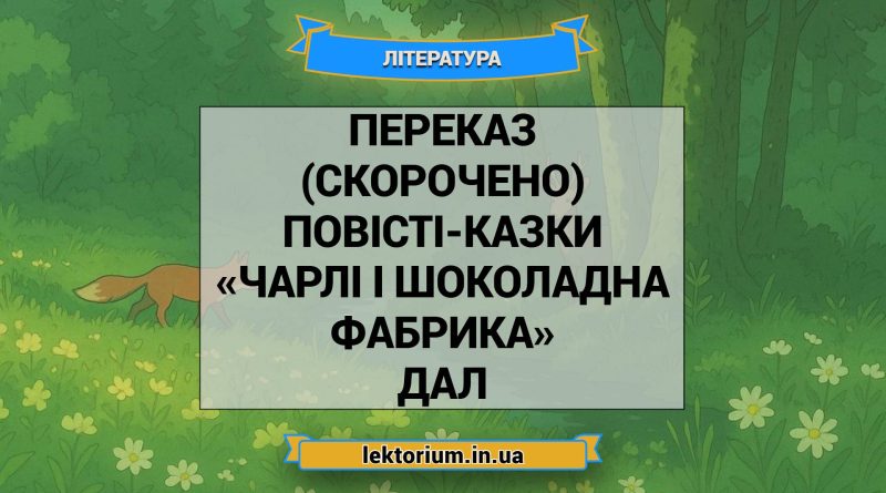 Переказ (скорочено) повісті-казки «Чарлі і шоколадна фабрика» Дал