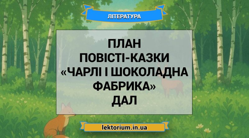 План повісті-казки «Чарлі і шоколадна фабрика» Дал