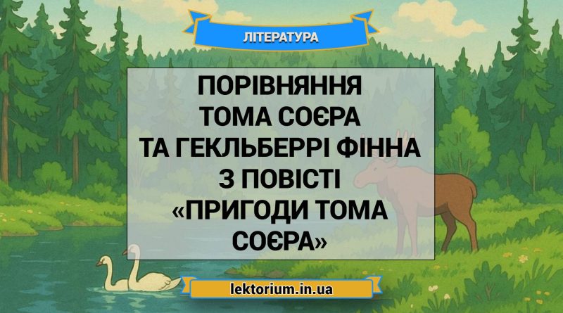 Порівняння Тома Соєра і Гекльберрі Фінна з повісті «Пригоди Тома Соєра»
