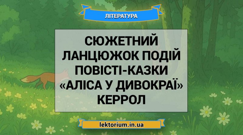 Сюжетний ланцюжок подій повісті-казки «Аліса у Дивокраї» Керрол