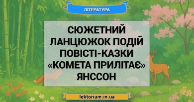 Сюжетний ланцюжок подій повісті-казки «Комета прилітає» Янссон