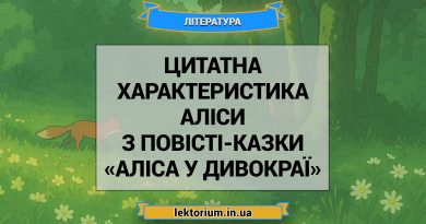 Цитатна характеристика Аліси з повісті-казки «Аліса у Дивокраї»