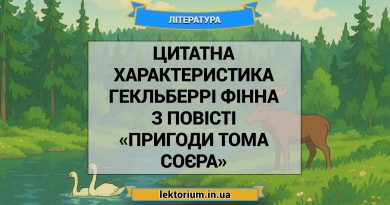 Цитатна характеристика Гекльберрі Фінна з повісті «Пригоди Тома Соєра»