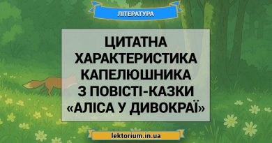 Цитатна характеристика Капелюшника з повісті-казки «Аліса у Дивокраї»
