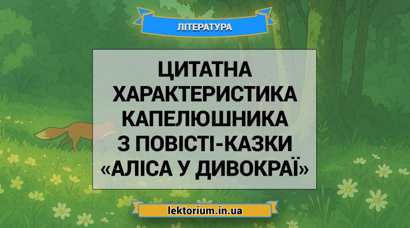 Цитатна характеристика Капелюшника з повісті-казки «Аліса у Дивокраї»