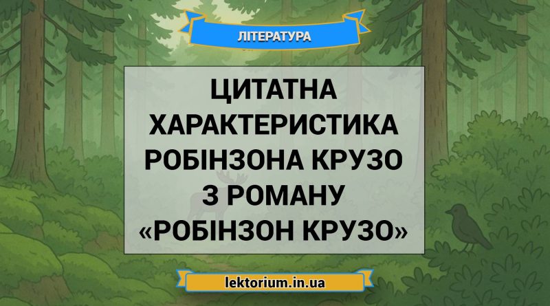 Цитатна характеристика Робінзона Крузо з роману «Робінзон Крузо»