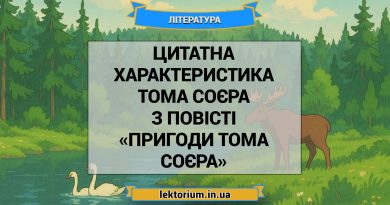 Цитатна характеристика Тома Соєра з повісті «Пригоди Тома Соєра»