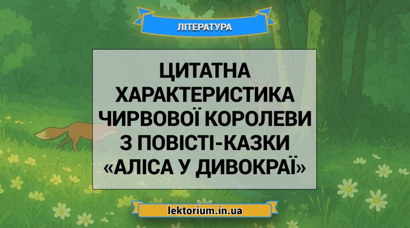 Цитатна характеристика Чирвової Королеви з повісті-казки «Аліса у Дивокраї»