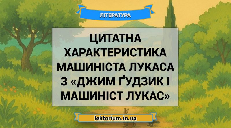 Цитатна характеристика машиніста Лукаса з «Джим Ґудзик і машиніст Лукас»