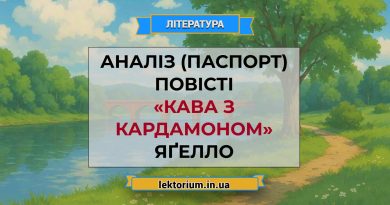 Аналіз (паспорт) повісті «Кава з кардамоном» Яґелло