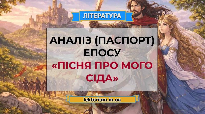 Аналіз (паспорт) епосу «Пісня про мого Сіда»