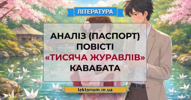 Аналіз (паспорт) повісті «Тисяча журавлів» Кавабата