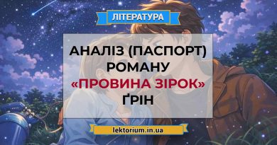 Аналіз (паспорт) роману «Провина зірок» Ґрін