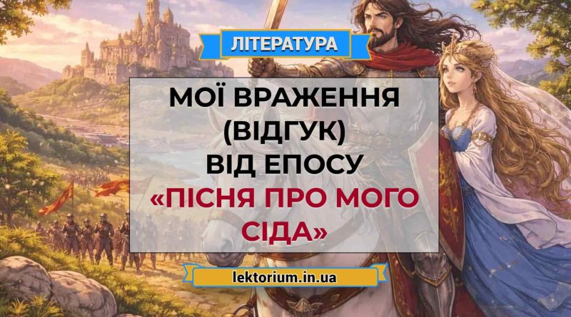 Мої враження (відгук) від епосу «Пісня про мого Сіда»