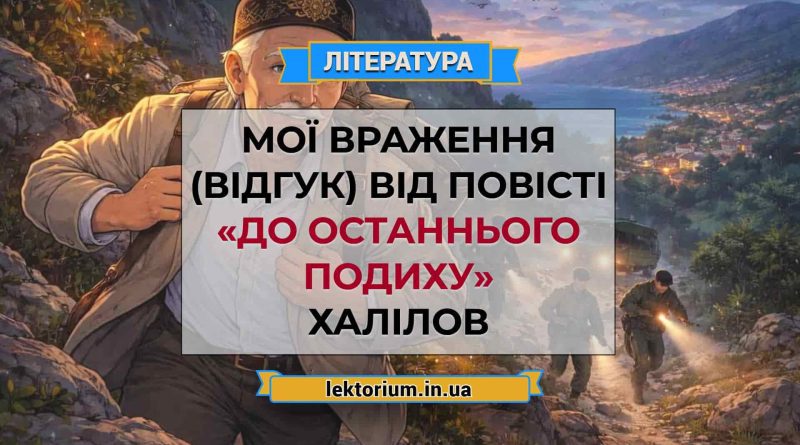 Мої враження (відгук) від повісті «До останнього подиху» Халілов