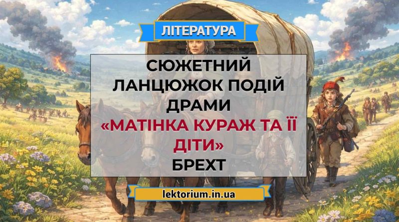 Сюжетний ланцюжок подій драми «Матінка Кураж та її діти» Брехт