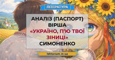 Аналіз (паспорт) вірша «Україно, п’ю твої зіниці» Симоненко