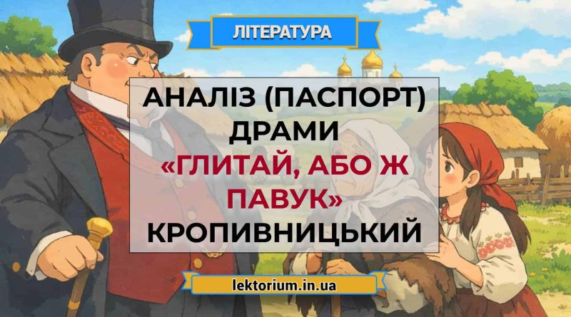 Аналіз (паспорт) драми «Глитай, або ж павук» Кропивницький