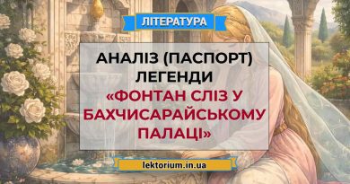 Аналіз (паспорт) легенди «Фонтан сліз у Бахчисарайському палаці»