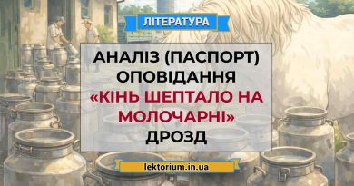 Аналіз (паспорт) оповідання «Кінь Шептало на молочарні» Дрозд