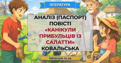 Аналіз (паспорт) повісті «Канікули прибульців із Салатти» Ковальська