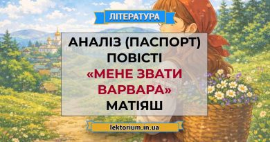 Аналіз (паспорт) повісті «Мене звати Варвара» Матіяш