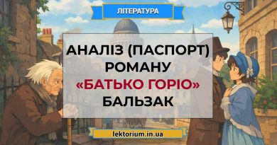 Аналіз (паспорт) роману «Батько Горіо» Бальзак