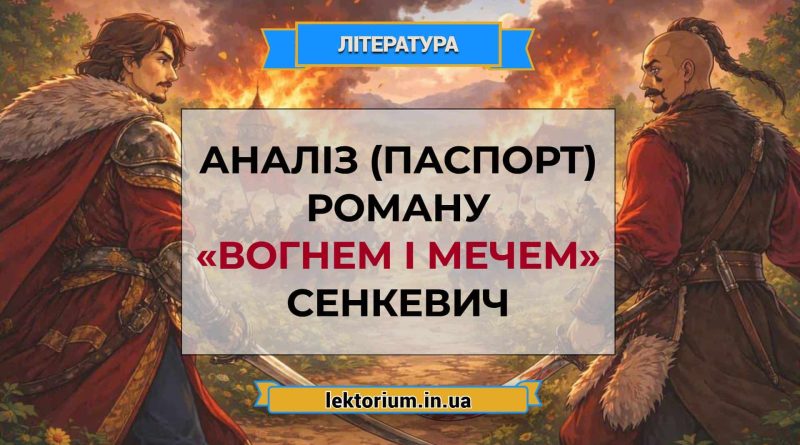Аналіз (паспорт) роману «Вогнем і мечем» Сенкевич