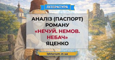 Аналіз (паспорт) роману «Нечуй. Немов. Небач» Яценко