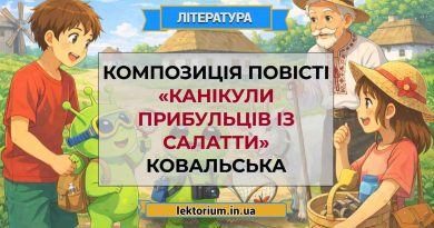 Композиція повісті «Канікули прибульців із Салатти» Ковальська