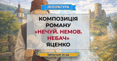 Композиція роману «Нечуй. Немов. Небач» Яценко