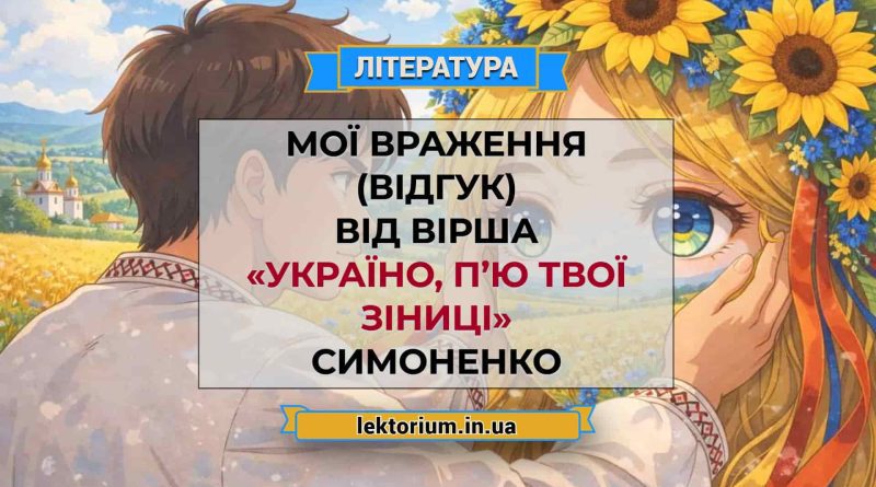 Мої враження (відгук) від вірша «Україно, п’ю твої зіниці» Симоненко