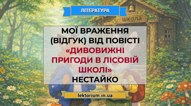 Мої враження (відгук) від повісті «Дивовижні пригоди в лісовій школі» Нестайко