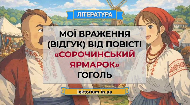 Мої враження (відгук) від повісті «Сорочинський ярмарок» Гоголь