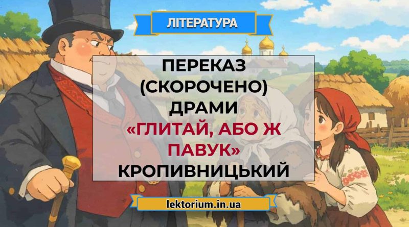 Переказ (скорочено) драми «Глитай, або ж павук» Кропивницький