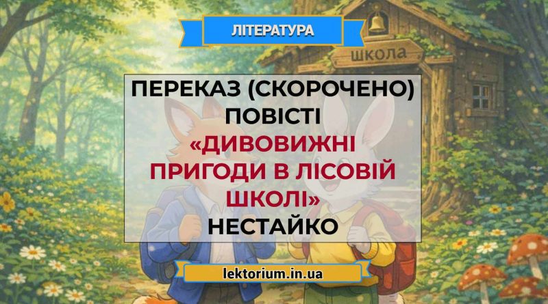 Переказ (скорочено) повісті «Дивовижні пригоди в лісовій школі» Нестайко
