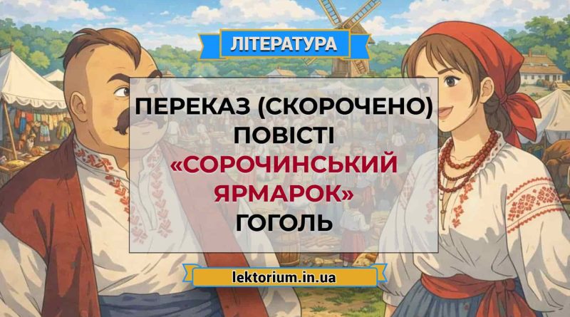 Переказ (скорочено) повісті «Сорочинський ярмарок» Гоголь