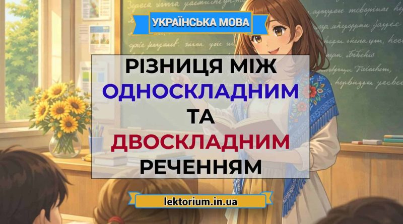 Різниця між односкладним та двоскладним реченням