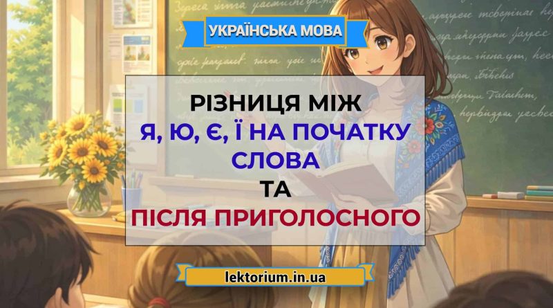 Різниця між я, ю, є, ї на початку слова і після приголосного
