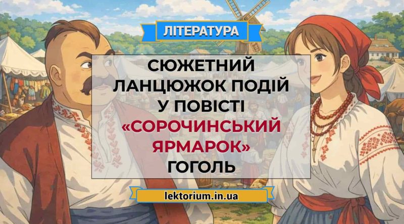 Сюжетний ланцюжок подій у повісті «Сорочинський ярмарок» Гоголь