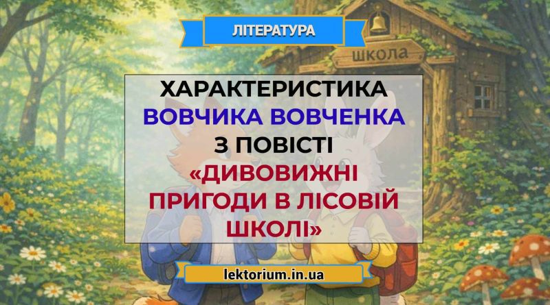 Характеристика Вовчика Вовченка з повісті «Дивовижні пригоди в лісовій школі»