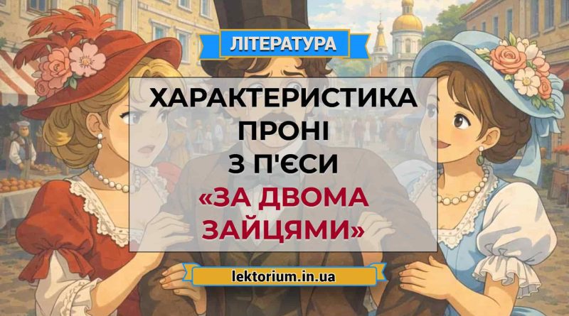 Характеристика Проні з п'єси «За двома зайцями»