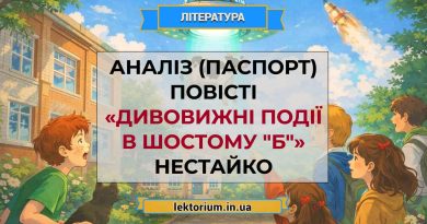 Аналіз (паспорт) повісті «Дивовижні події в шостому _Б_» Нестайко