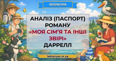 Аналіз (паспорт) роману «Моя сімʼя та інші звірі» Даррелл