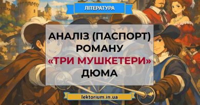 Аналіз (паспорт) роману «Три мушкетери» Дюма