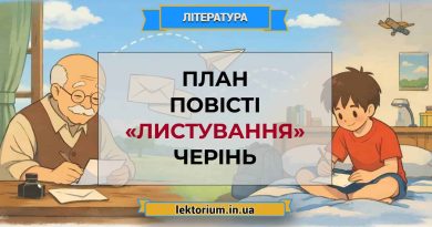План повісті «Листування» Черінь